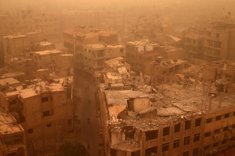 Damascus from above during a sandstorm.