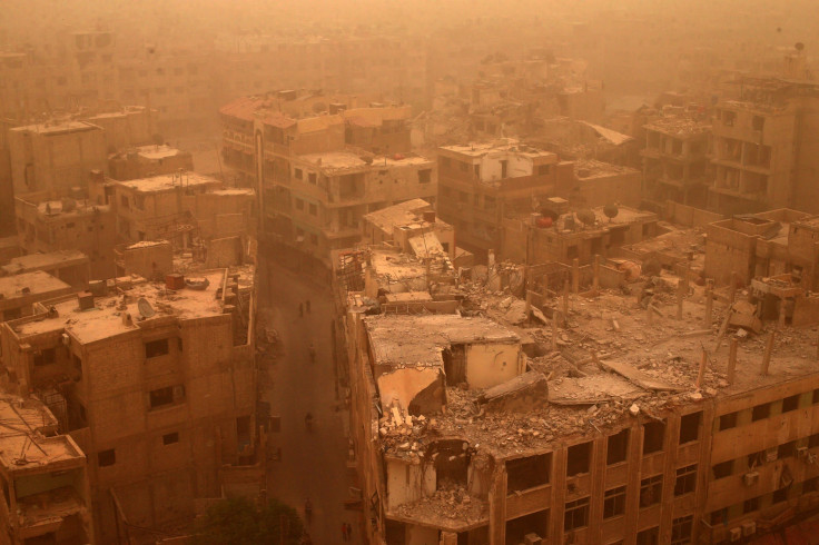 Damascus from above during a sandstorm.