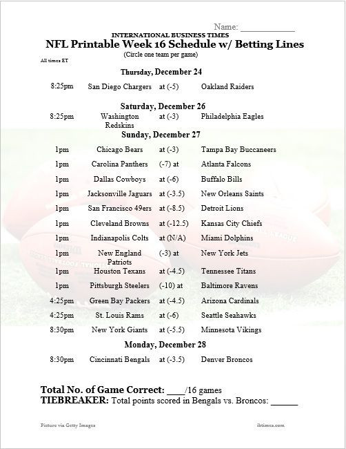NFL Pick Game Doc Week 16 12