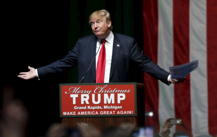 Donald Trump on stage in Michigan 