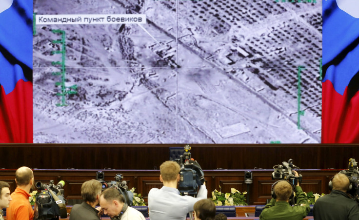 Russian journalists at a military briefing in Moscow.  