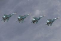 Su-34s in formation over Moscow. 