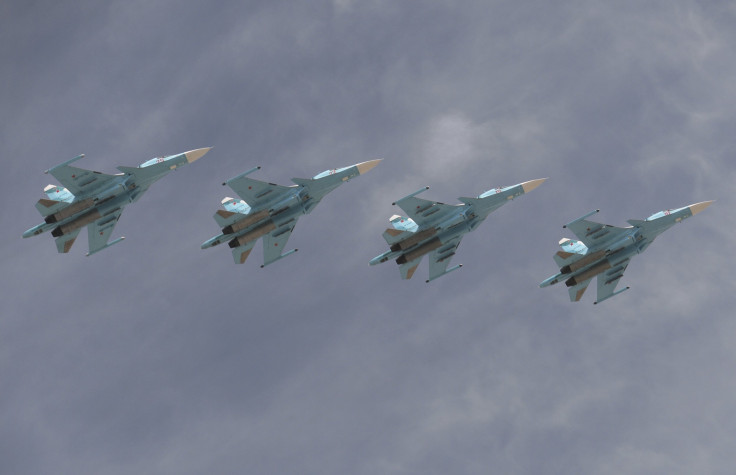 Su-34s in formation over Moscow. 