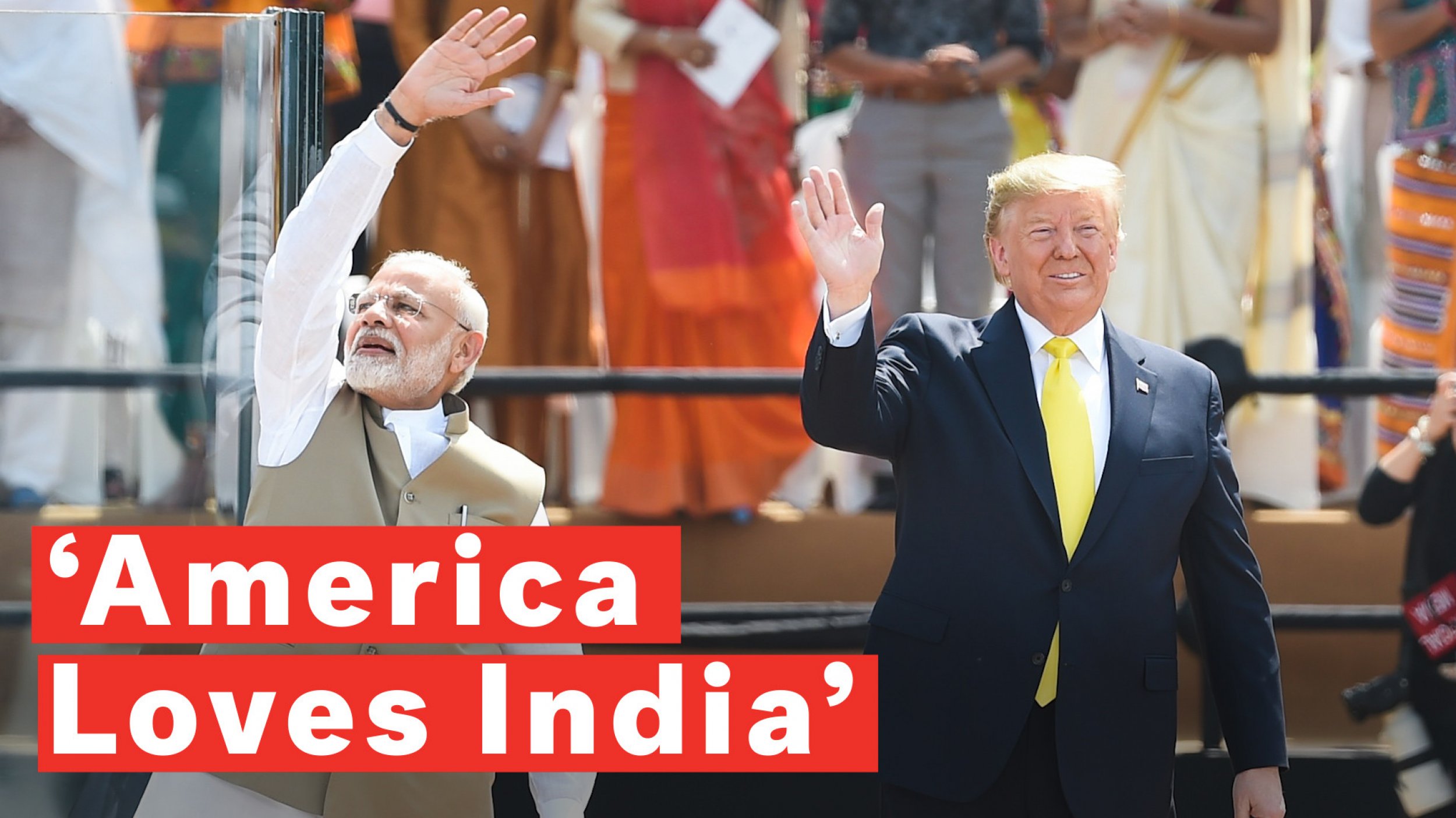 Trump Says America Loves India After A Warm Welcome From India Prime Minister Modi And Crowd