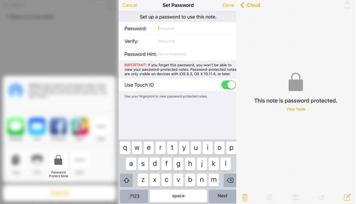 iOS 9.3 Beta Password Protected Notes