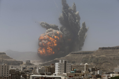 An explosion after a weapons depot is bombed in Sana'a, Yemen. 