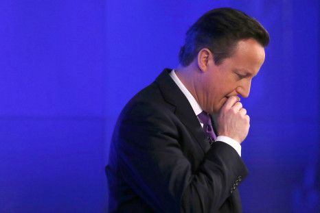 U.K. Prime Minister David Cameron pauses for thought during a speech. 
