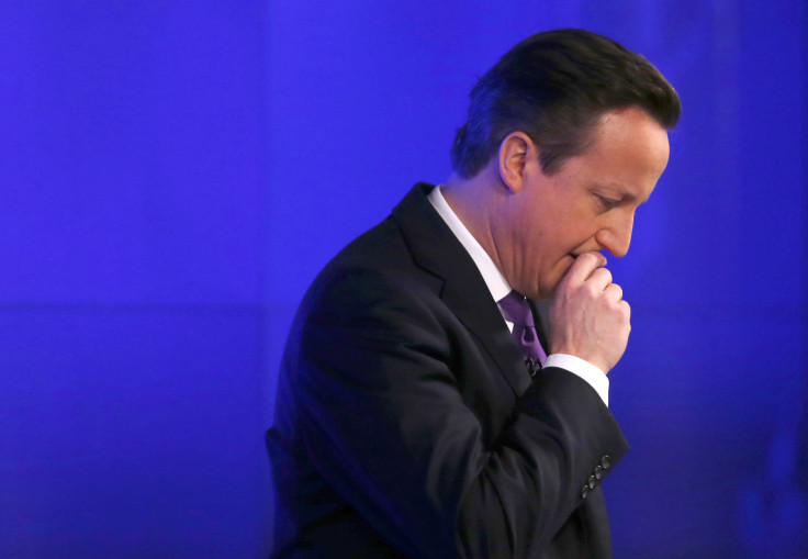 U.K. Prime Minister David Cameron pauses for thought during a speech. 