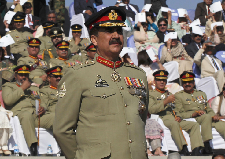 Pakistan Army Gen. Raheel Sharif standing to attention. 