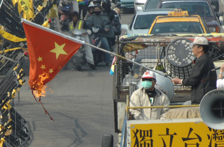 Taiwan China military drills protest