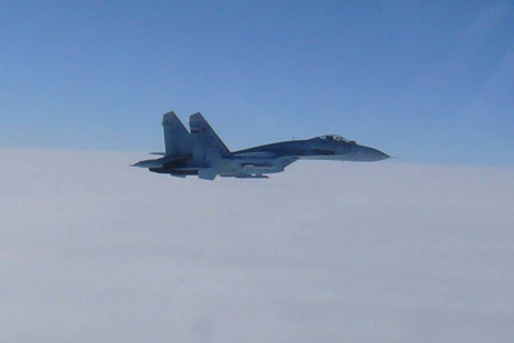 An Su-27 flying near to the sea of Japan. 
