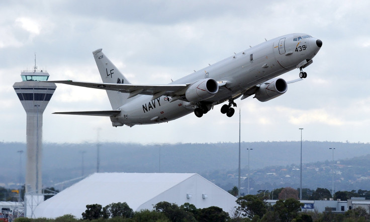 An U.S. Navy Poseidon P-8 aircraft takes off from Perth airport in Western Australia. 