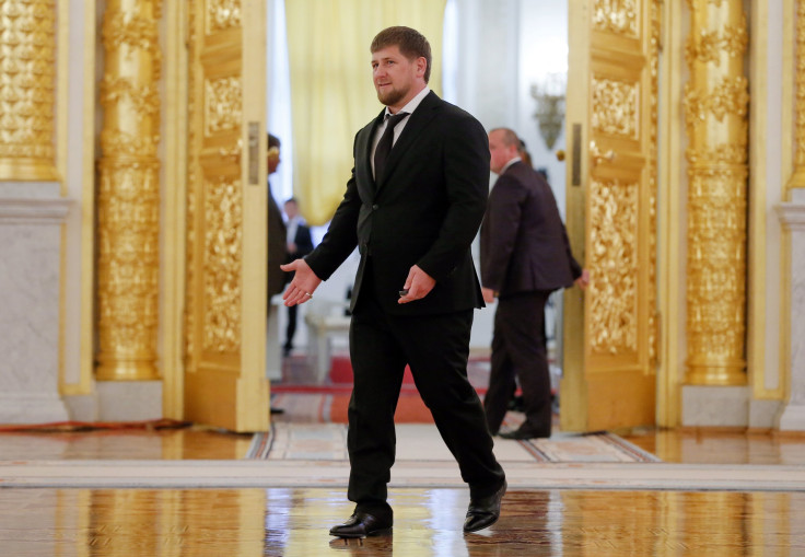 Chechen Leader Ramzan Kadyrov walks inside the Kremlin.  
