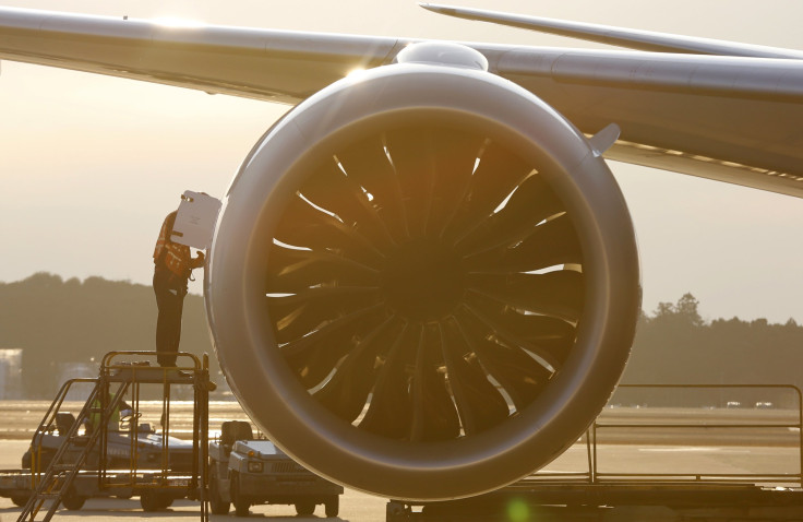 The engine of a Boeing 787 Dreamliner aircraft.