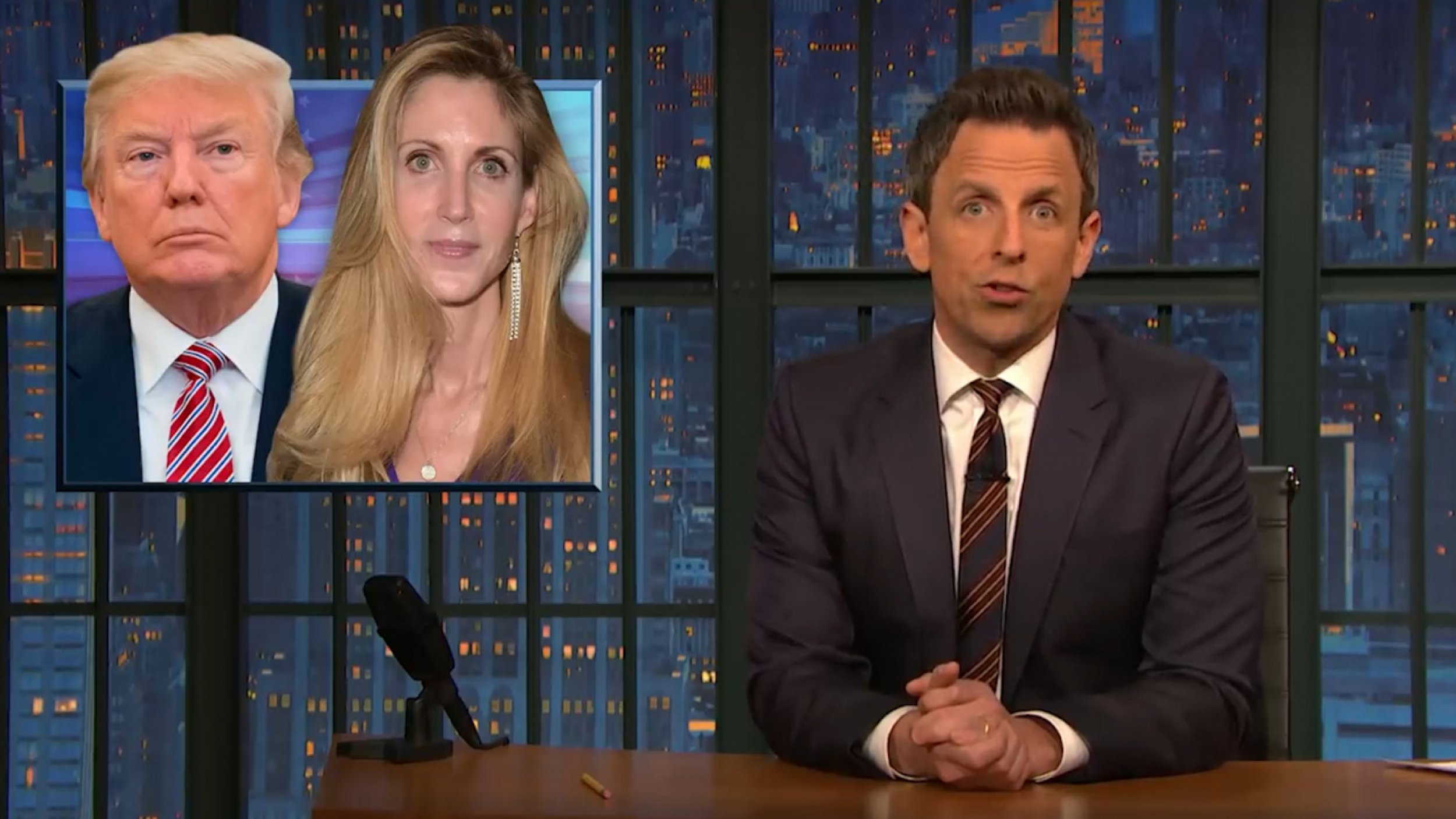 Seth Meyers Wonders Why Ann Coulter Has So Much Sway Over Trump Does She Have A Different Pee Tape