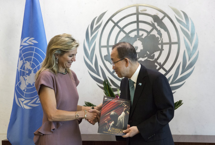 Queen Maxima of the Netherlands meets with U.N. Secretary-General Ban Ki-moon
