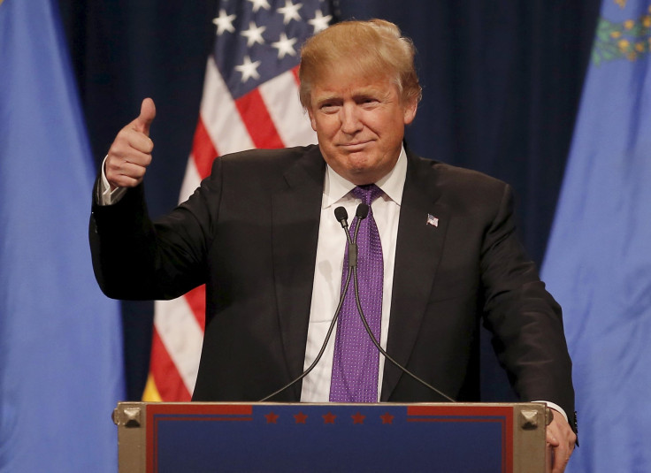 Donald Trump gives a thumbs up during a rally in Las Vegas, Nevada.