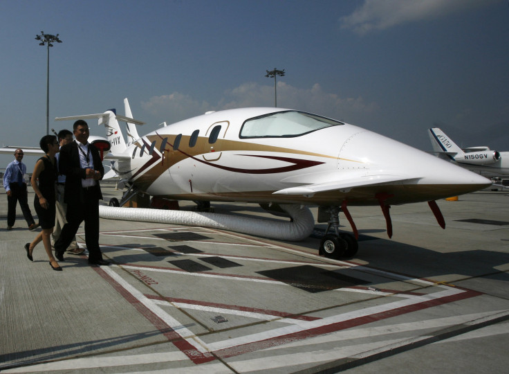 One of Piaggio's aircraft at a show in Hong Kong. 