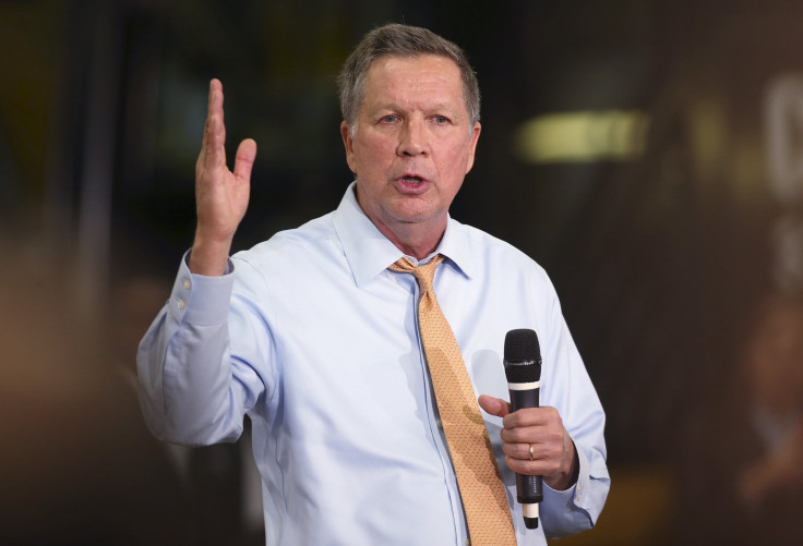 Ohio Governor John Kasich speaking during a rally in his home state. 