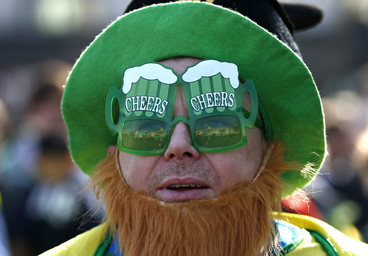 A St. Patrick's Day parade reveler in London, England. 