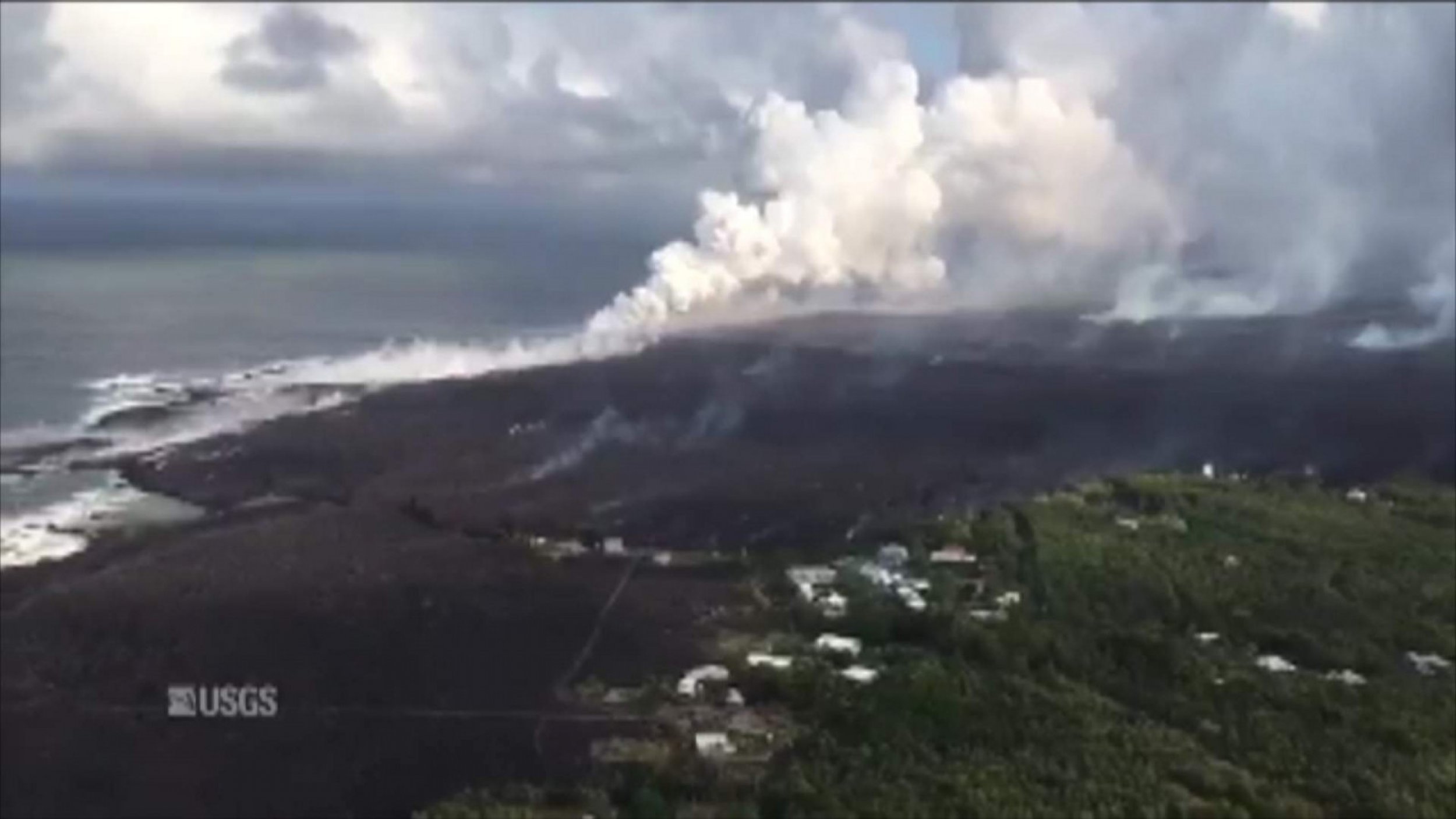 Kilauea Eruption Aerial View Of Lava Ocean Entry At Hawaiis Kapoho Bay