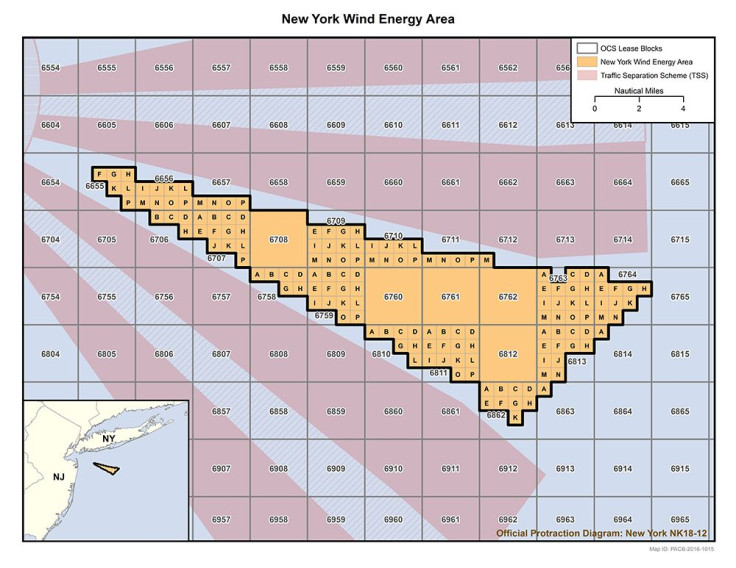 New York Wind Energy Area map