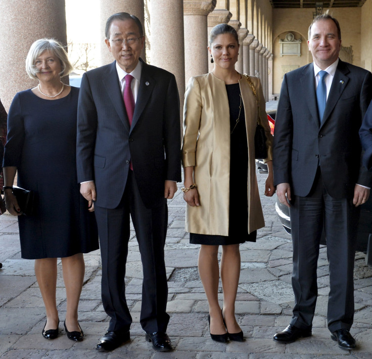 UN Secretary General Ban Ki-moon, Crown Princess Victoria, Swedish Prime Minister Stefan Lofven and his wife Ulla Lofven