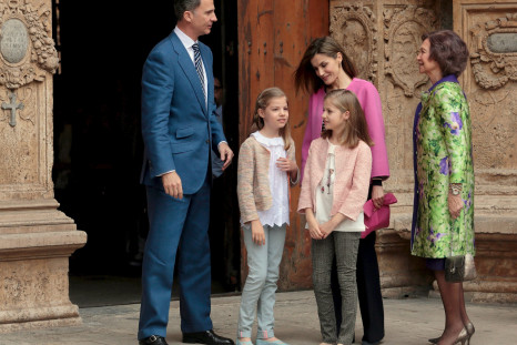 Spain's King Felipe, Princess Sofia, Princess Leonor, Queen Letizia and former Queen Sofia 