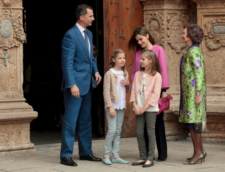 Spain's King Felipe, Princess Sofia, Princess Leonor, Queen Letizia and former Queen Sofia 