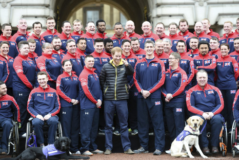 Prince Harry poses for a photo with members of Great Britain's Invictus Games team 