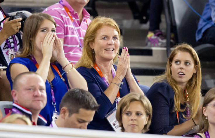 Sarah Ferguson (C) along with her daughters Princess Eugenie (L) and Princess Beatrice 