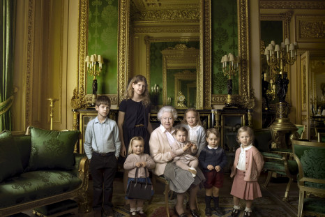 Mia Tindall with her great grandother Queen Elizabeth II and her cousins