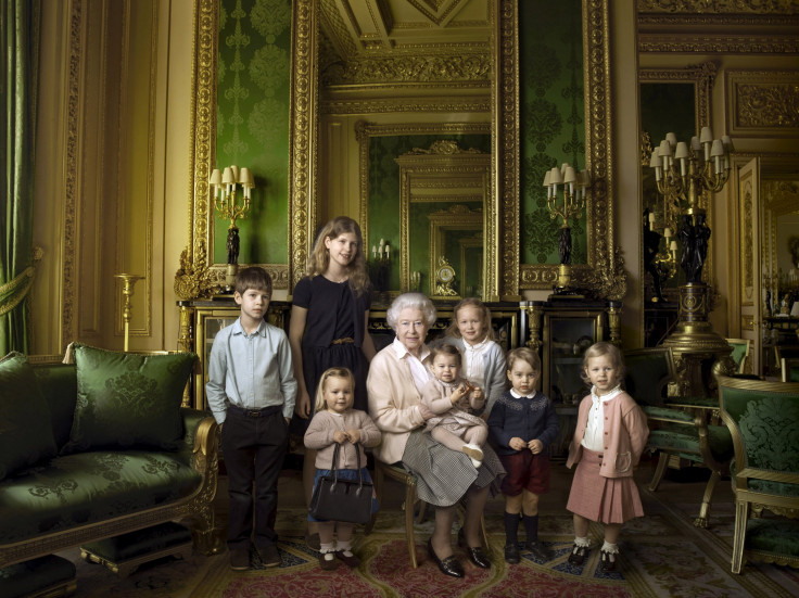 Mia Tindall with her great grandother Queen Elizabeth II and her cousins