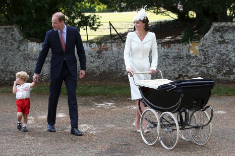 Kate Middleton in a bespoke Jane Taylor Millinery during Princess Charlotte's christening 