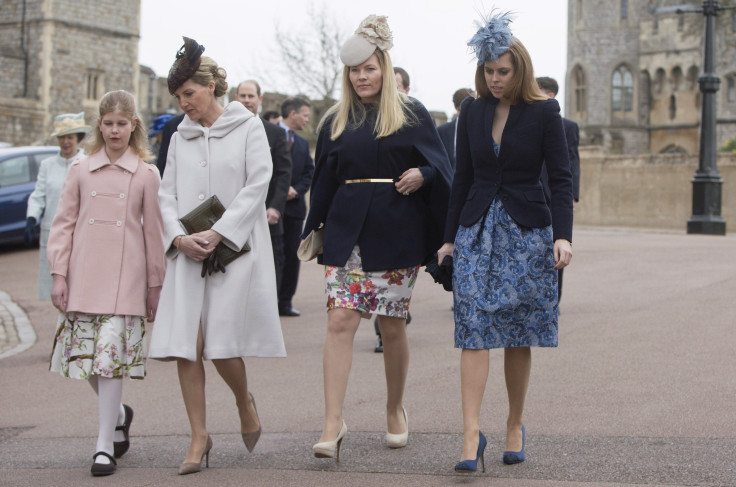 Britain's Lady Louise Windsor and Countess of Wessex with Autumn Phillips and Princess Beatrice