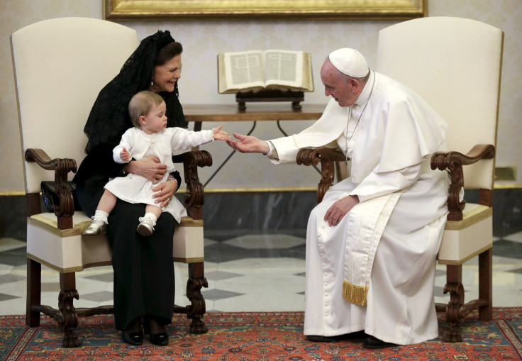 Princess Leonore and Queen Silvia with Pope Francis
