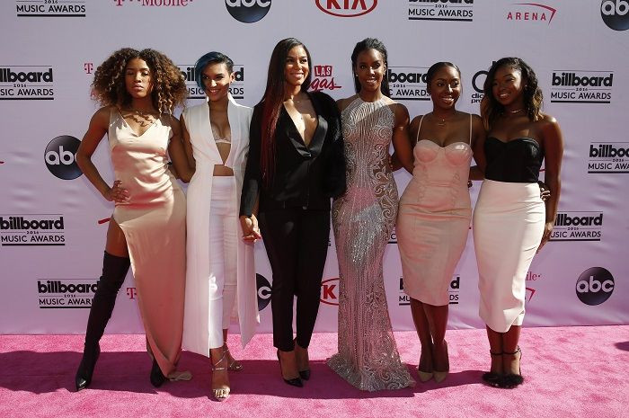 Kelly Rowland (3rd from R) and the cast of "Chasing Destiny"