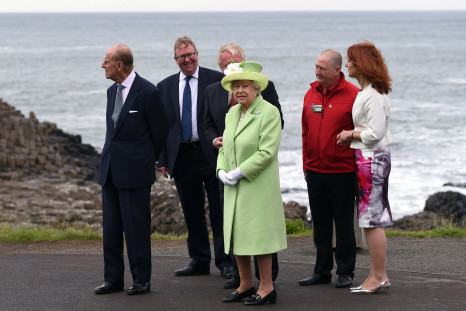 Queen Elizabeth and Prince Philip (L) visit the Giant's Causeway in Northern Ireland