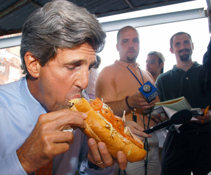 kerry eating a cheesesteak