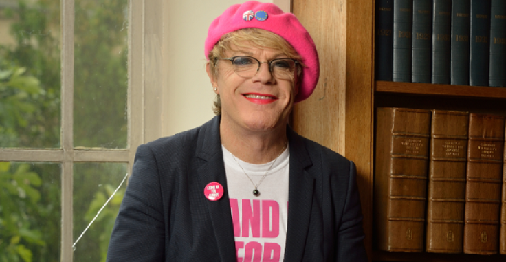 CAMBRIDGE, CAMBRIDGESHIRE - JUNE 12: Eddie Izzard poses before addressing The Cambridge Union on the EU Referendum on June 12, 2016 in Cambridge, Cambridgeshire