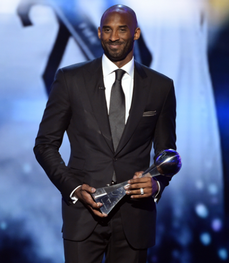 LOS ANGELES, CA - JULY 13: Honoree Kobe Bryant accepts the Icon Award onstage during the 2016 ESPYS at Microsoft Theater on July 13, 2016 in Los Angeles, California