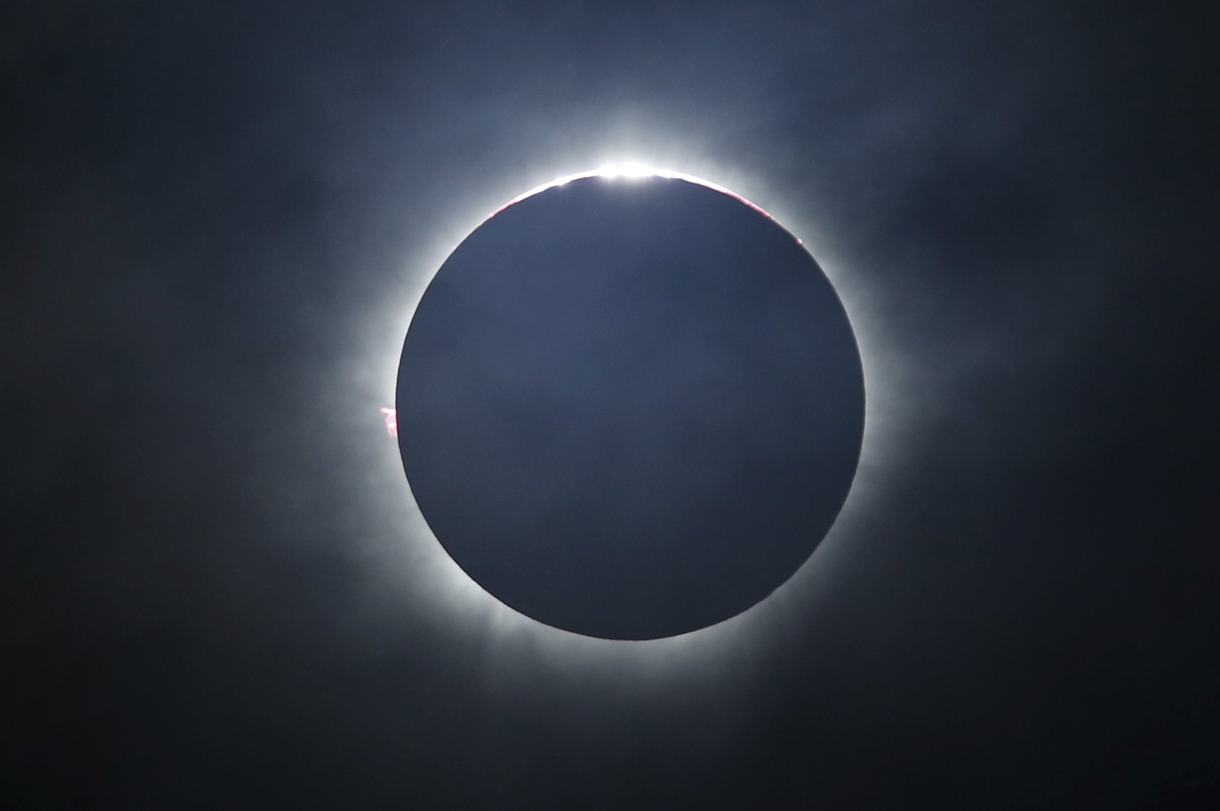 Double Eclipse Captured Earth Moon Crossing Suns Face Seen By Nasa 