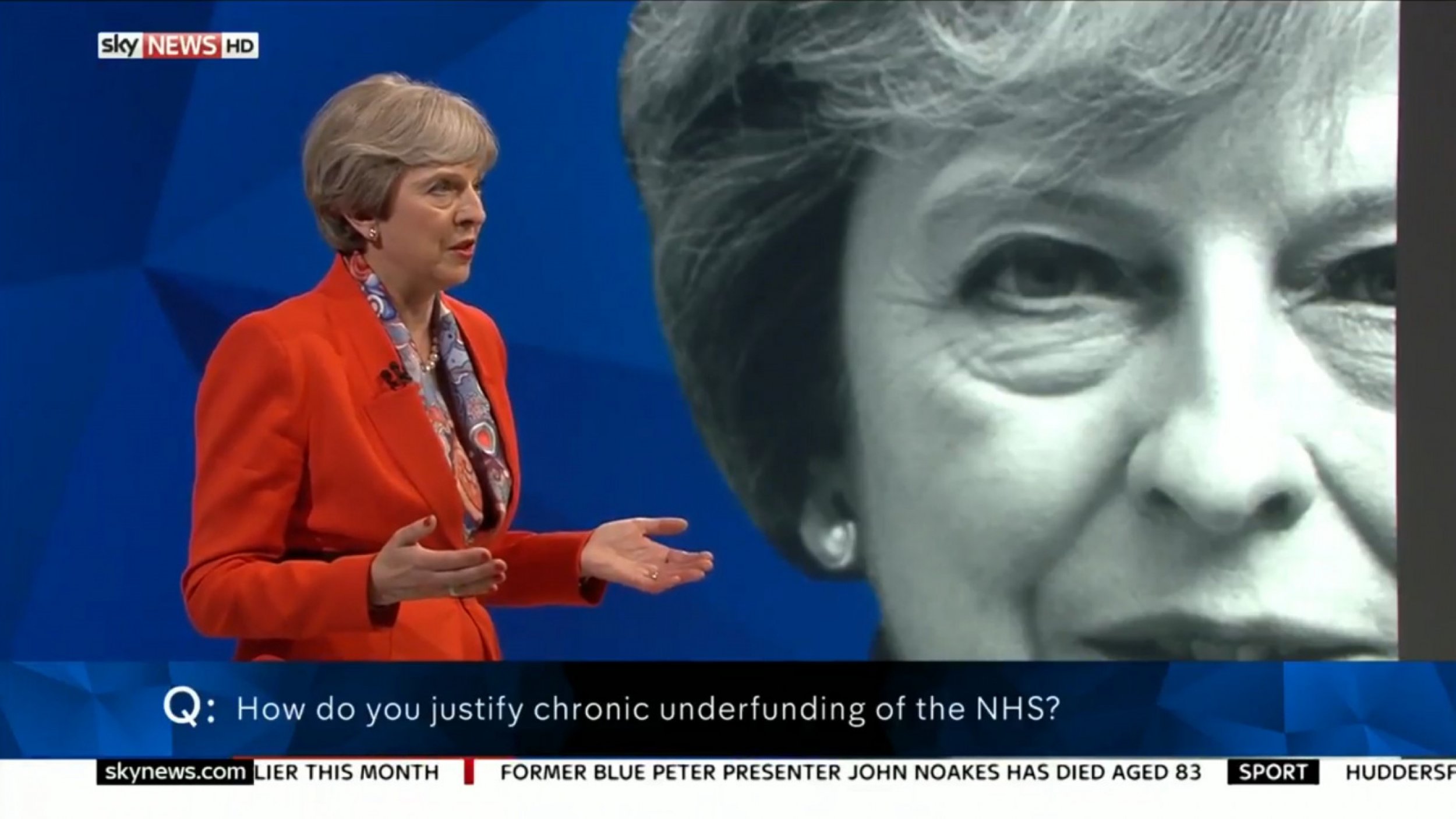 Man Mouths Obscenities at Theresa May During Skys Battle For Number 10