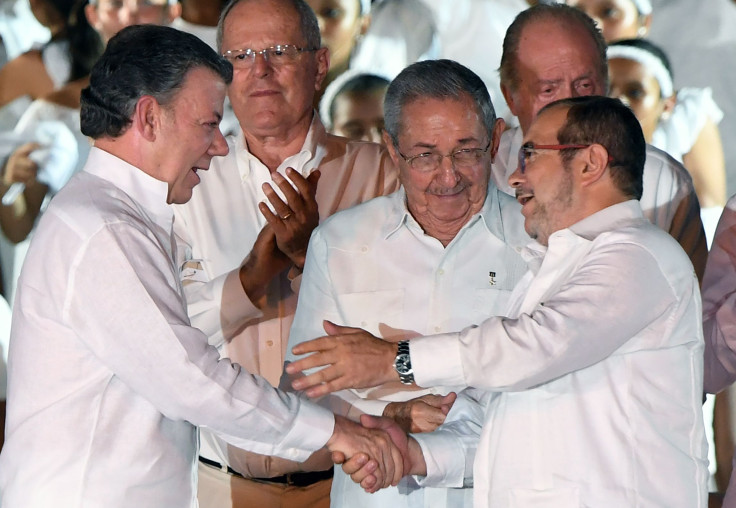 Juan Manuel Santos, Timochenko, Raul Castro