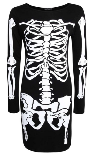 Maddie Halloween Skeleton Bodycon Dress, BOOHOO 26