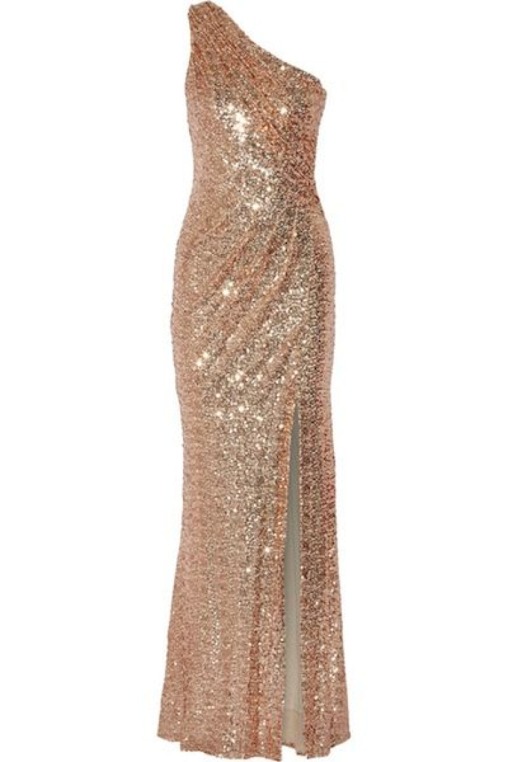 One Shoulder Sequined Tulle Gown 