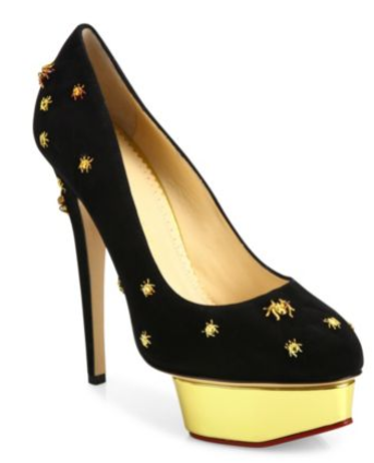  Dolly Spider-Studded Suede Platform Pumps, Charlotte Olympia 674.99