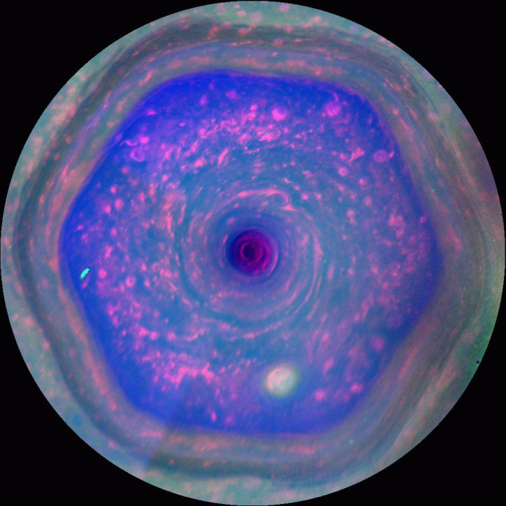 Saturn north pole seen from above hexagon