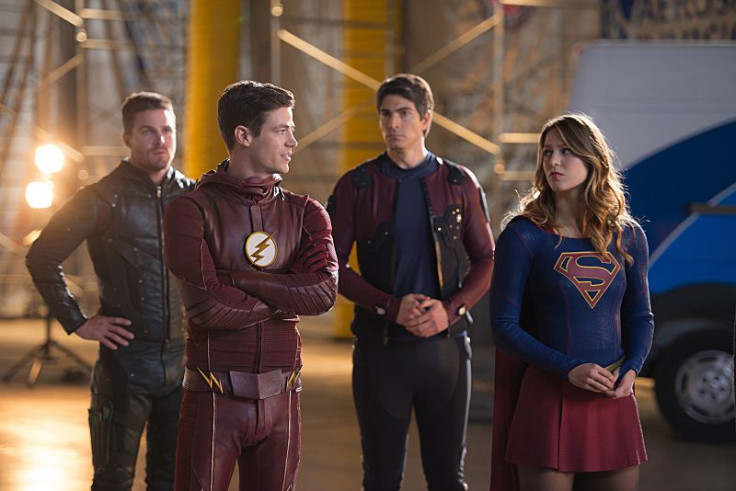 Green Arrow, The Flash, Aton and Supergirl