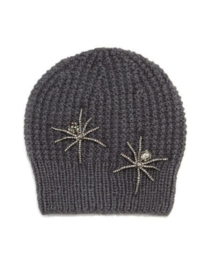 Double Crystal Spider Knit Beanie Hat